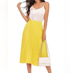 Sunny yellow pleated midi length skirt size small